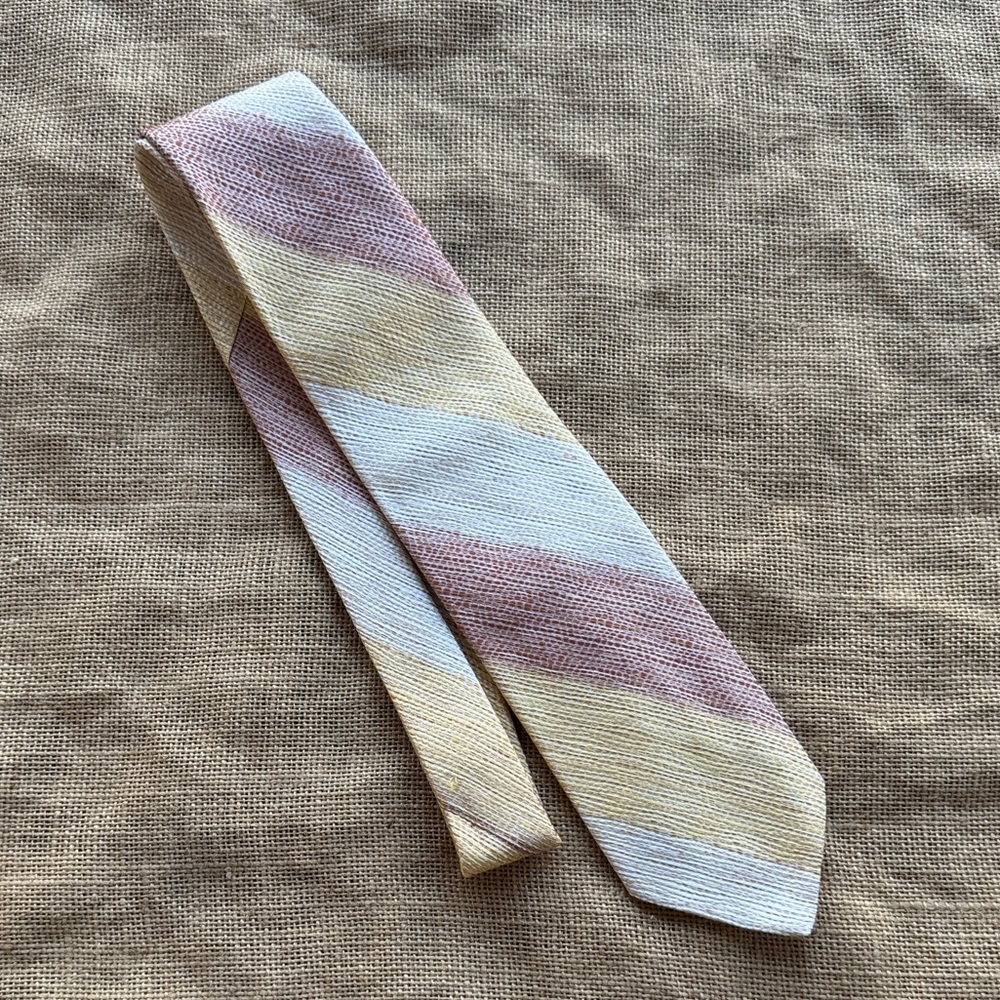 Prince ijor Silk Cream & Brown Striped Tie Vintage Ombre Kas J Wilson Dallas